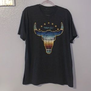 Wrangler western bull gray casual short sleeve shirt